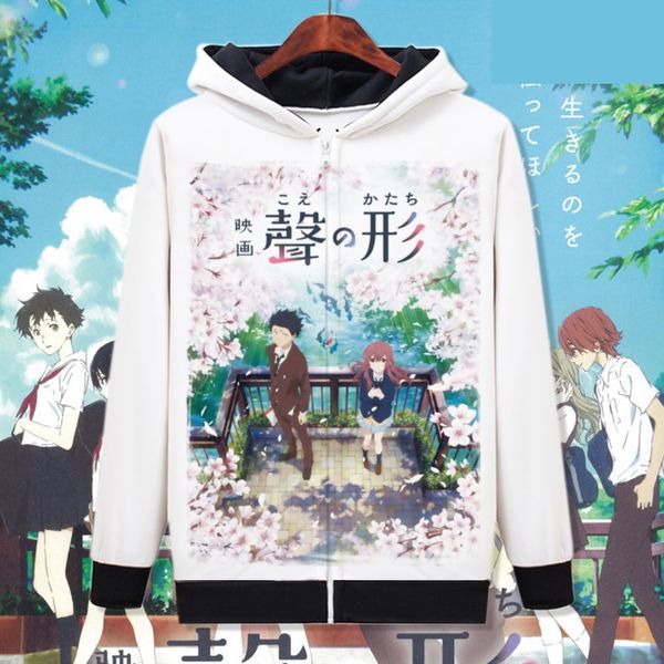 high-q anime cos a silent voice the shape of voice cotton casual cardigan hooded hoodie sweatshirts, Black
high-q anime cos a silent voice the shape of voice cotton casual cardigan hooded hoodie sweatshirts, Black