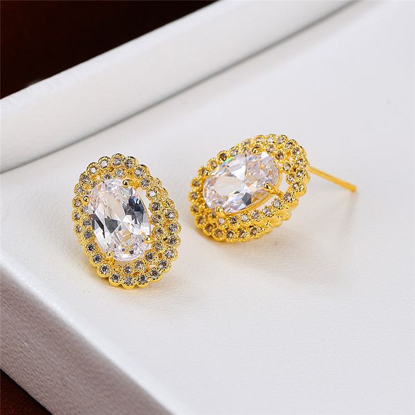 female white crystal stone earrings charm rose gold silver stud earrings for women vintage oval zircon wedding, Golden;silver
female white crystal stone earrings charm rose gold silver stud earrings for women vintage oval zircon wedding, Golden;silver