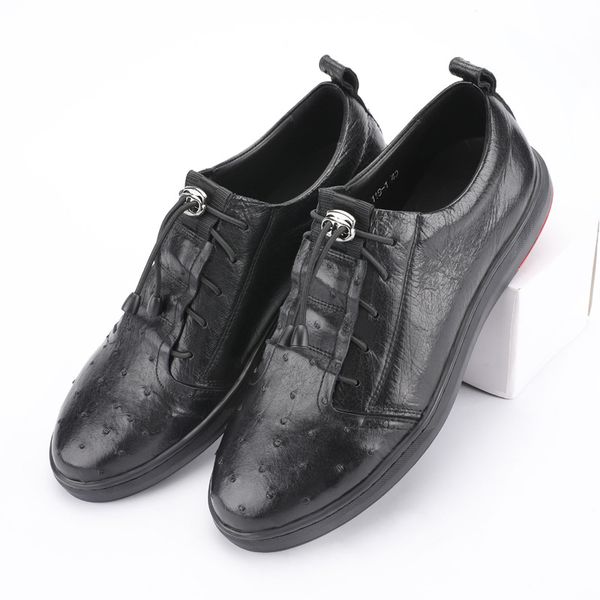 casual style authentic real ostrich skin men's flats sneakers genuine leather soft rubber sole male elastic band board shoes, Black
casual style authentic real ostrich skin men's flats sneakers genuine leather soft rubber sole male elastic band board shoes, Black