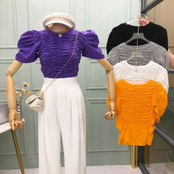 women's blouses & shirts gaganight solid pleated puff sleeve women blouse summer chic o neck pullover shirt femme korean casual slim b, White
women's blouses & shirts gaganight solid pleated puff sleeve women blouse summer chic o neck pullover shirt femme korean casual slim b, White