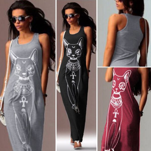 women dresses womens designer dress summer women dress 2019 cat sleeveless casual o neck maxi dresses dropshiping vestidos wj308, Black;gray
women dresses womens designer dress summer women dress 2019 cat sleeveless casual o neck maxi dresses dropshiping vestidos wj308, Black;gray