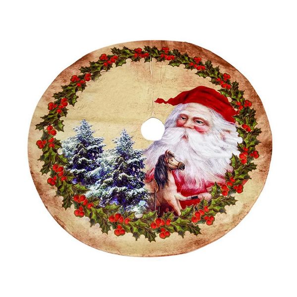 

new santa claus christmas tree skirt non-woven fabric cartoon pattern christmas tree bottom decoration skirt 120cm