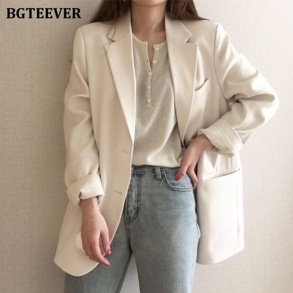 women's suits & blazers bgteever vintage elegant notched collar female jacket single-breasted long sleeve casual loose women blazer out, White;black
women's suits & blazers bgteever vintage elegant notched collar female jacket single-breasted long sleeve casual loose women blazer out, White;black