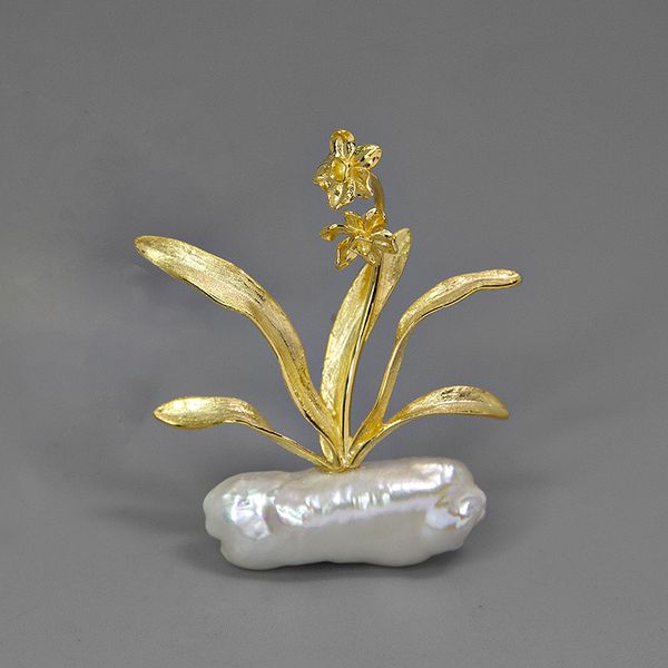 elegant s925 sterling silver narcissus flower brooches for women natural baroque pearl brooch brooch fashion wedding jewelry, Gray
elegant s925 sterling silver narcissus flower brooches for women natural baroque pearl brooch brooch fashion wedding jewelry, Gray