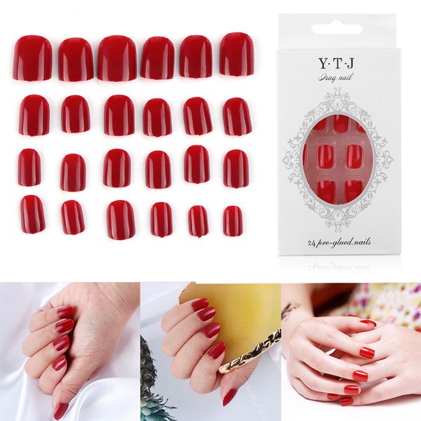 24pcs/kit french manicure full cover nail tips french nails diy nail extension tip artificial fake nails press on tips, Red;gold
24pcs/kit french manicure full cover nail tips french nails diy nail extension tip artificial fake nails press on tips, Red;gold