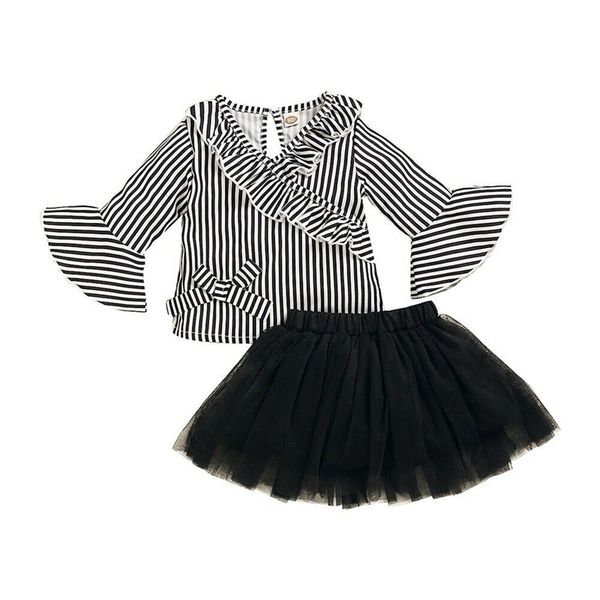 2020 summer toddler baby girls ruffle striped long sleeve v-neck shirt tutu skirts outfit clothes, White
2020 summer toddler baby girls ruffle striped long sleeve v-neck shirt tutu skirts outfit clothes, White
