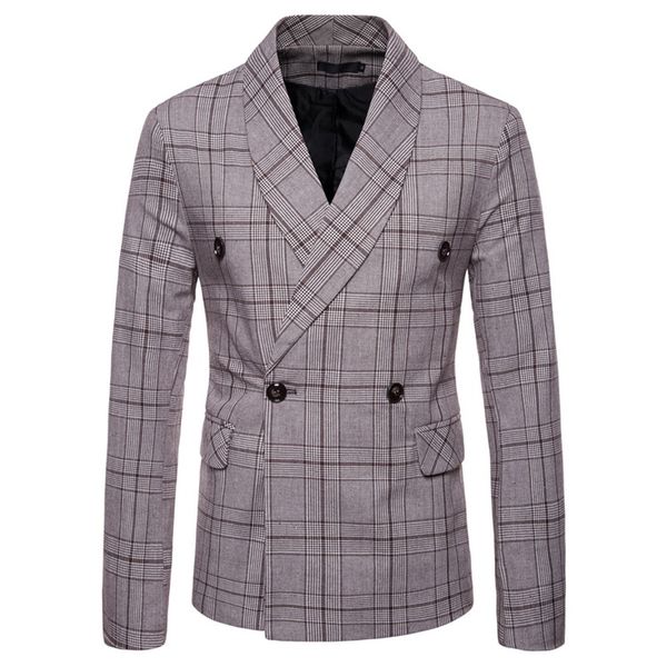 men's new fashionable checked double-breasted suit jacket button lattice coat casual suit jacket men slim male l15#, White;black
men's new fashionable checked double-breasted suit jacket button lattice coat casual suit jacket men slim male l15#, White;black