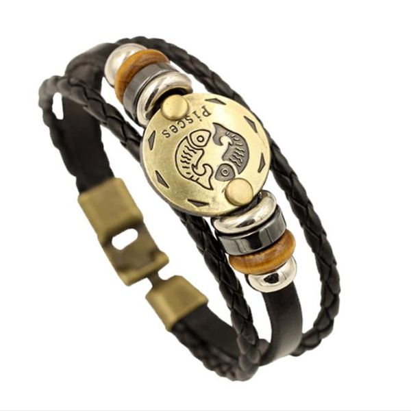 12 constellations bracelet men women leather bracelet male wristband vintage punk friendship bracelets for women charm jewelry, Golden;silver
12 constellations bracelet men women leather bracelet male wristband vintage punk friendship bracelets for women charm jewelry, Golden;silver