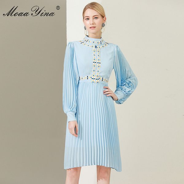 moaayina fashion designer dress spring summer women dress stand collar long sleeve embroidery pleated dresses, Black;gray
moaayina fashion designer dress spring summer women dress stand collar long sleeve embroidery pleated dresses, Black;gray