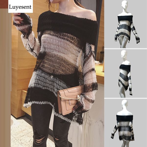 punk loose women pullover long sweater gothic thin striped hollow out 2020 lady transparent hole cool slash neck jumpers new, White;black
punk loose women pullover long sweater gothic thin striped hollow out 2020 lady transparent hole cool slash neck jumpers new, White;black