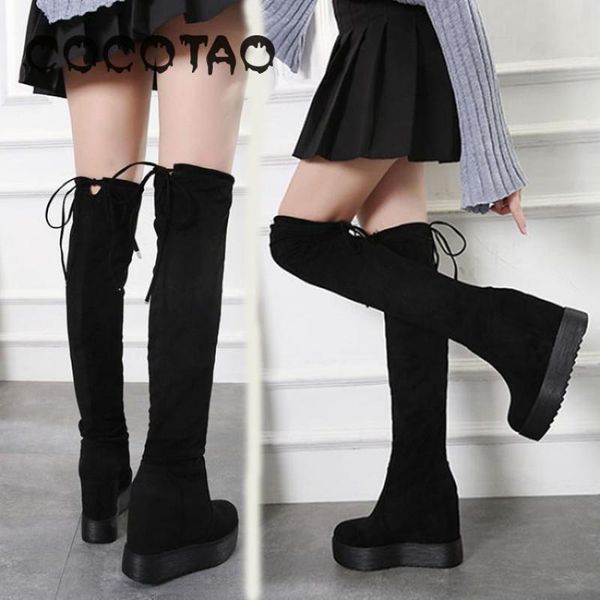 the new 2019 boot thin leg thick bottom increased knee-high boots fashion shoes woman boots women winter thigh high boots, Black 
the new 2019 boot thin leg thick bottom increased knee-high boots fashion shoes woman boots women winter thigh high boots, Black