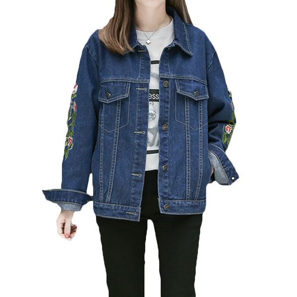 2019 spring autumn new large size women's short jeans coats female loose korean casual embroidered floral denim jacket, Black;brown
2019 spring autumn new large size women's short jeans coats female loose korean casual embroidered floral denim jacket, Black;brown