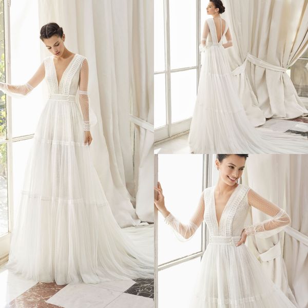 2019 gali karten bohemia wedding dresses v neck backless a line lace beach wedding dress spot tulle long sleeve bridal gowns, White
2019 gali karten bohemia wedding dresses v neck backless a line lace beach wedding dress spot tulle long sleeve bridal gowns, White