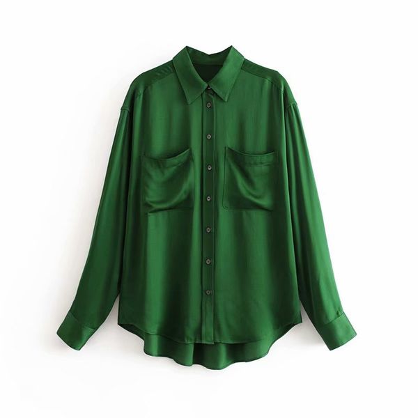 women basic green blouse pocket long sleeve pleated shirt office wear cozy blusas mujer, White
women basic green blouse pocket long sleeve pleated shirt office wear cozy blusas mujer, White