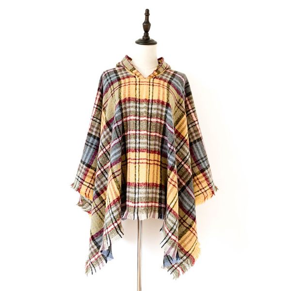 new women warm plaid hooded cape poncho winter collar knitted sweater outdoor wear tassel coat plaid hoodies for fashion female, Blue;gray
new women warm plaid hooded cape poncho winter collar knitted sweater outdoor wear tassel coat plaid hoodies for fashion female, Blue;gray