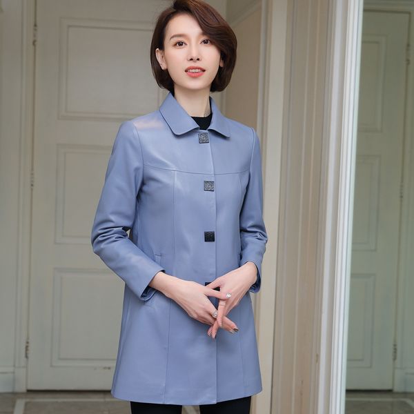 new arrival 2019 office lady long natural sheepskin leather coat women turn down collar single breasted real leather jacket, Black
new arrival 2019 office lady long natural sheepskin leather coat women turn down collar single breasted real leather jacket, Black
