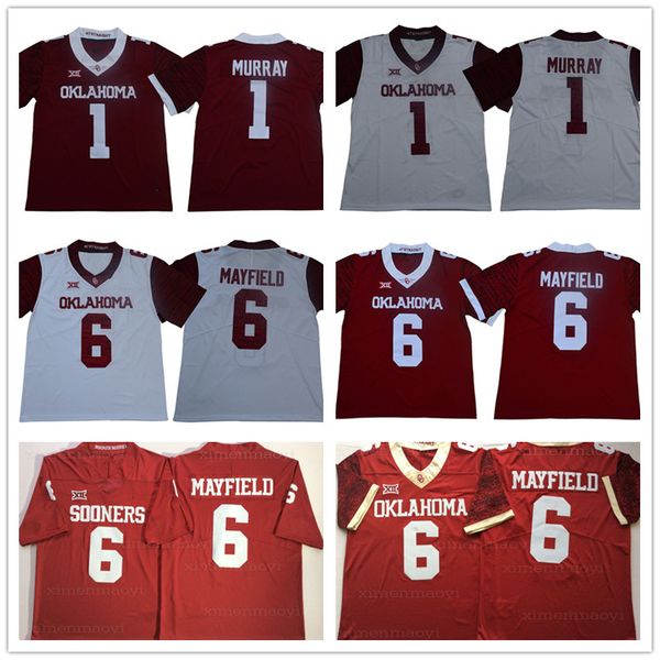 Men's NCAA College Oklahoma Sooners 6 Baker Mayfield 1 Kyler Murray Jersey White Red Limited Football Jerseys embroidered Stitched logos
Men's NCAA College Oklahoma Sooners 6 Baker Mayfield 1 Kyler Murray Jersey White Red Limited Football Jerseys embroidered Stitched logos