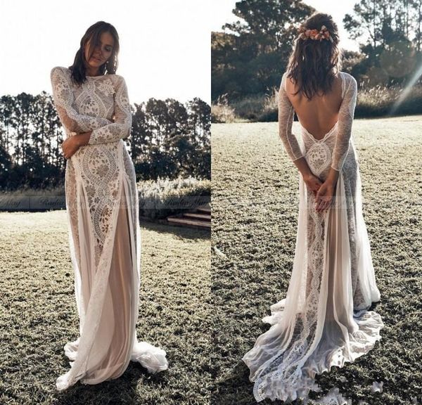 backless bohemian beach wedding dresses long sleeve nude lining country vintage lace wedding bridal gowns hippie gypsy bride al4103, White
backless bohemian beach wedding dresses long sleeve nude lining country vintage lace wedding bridal gowns hippie gypsy bride al4103, White