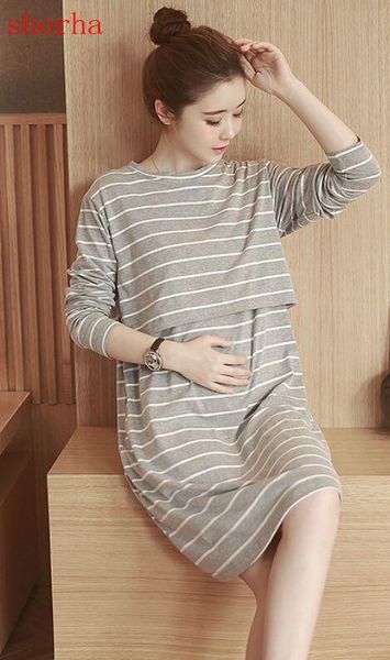 pregnant women pajamas new cotton knit striped pregnant women feeding clothes long breastfeeding home service dress, White
pregnant women pajamas new cotton knit striped pregnant women feeding clothes long breastfeeding home service dress, White
