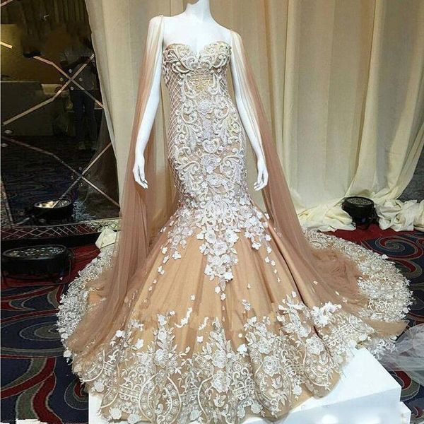 luxury champagne mermaid sweetheart wedding dress bridal gowns lace applique ruffle bottom promgowns tiered skirts wedding dresses, White
luxury champagne mermaid sweetheart wedding dress bridal gowns lace applique ruffle bottom promgowns tiered skirts wedding dresses, White