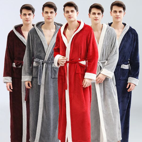 man winter thermal extra long thick grid flannel bathrobe hooded warm bath robe dressing gown, Black;brown
man winter thermal extra long thick grid flannel bathrobe hooded warm bath robe dressing gown, Black;brown