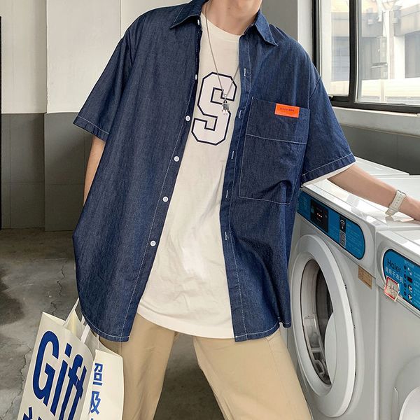 denim shirt male 2020 summer short-sleeved tide brand youth loose casual wild handsome blue clothes solid color, White;black
denim shirt male 2020 summer short-sleeved tide brand youth loose casual wild handsome blue clothes solid color, White;black