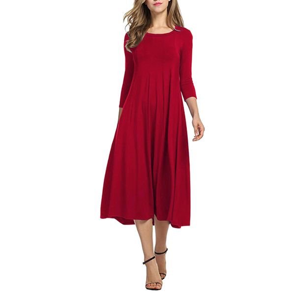 casual women half sleeve loose dress solid color o-neck spring dress ladies elegant long dresses roupa feminina #lr4, Black;gray
casual women half sleeve loose dress solid color o-neck spring dress ladies elegant long dresses roupa feminina #lr4, Black;gray