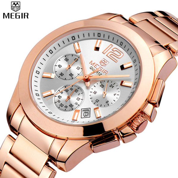 megir women quartz chronograph watch rose gold steel band bracelet watch waterproof fashion women dress relogios feminino, Slivery;brown
megir women quartz chronograph watch rose gold steel band bracelet watch waterproof fashion women dress relogios feminino, Slivery;brown