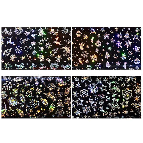 4pcs christmas snowflake holographic nail foils christmas winter nail art transfer foil sticker paper craft decoration t0012, Black
4pcs christmas snowflake holographic nail foils christmas winter nail art transfer foil sticker paper craft decoration t0012, Black