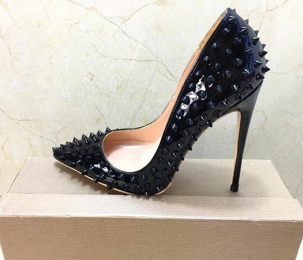 2019 fashion women girls black spikes patent leather poined toes high heeled heels shoes stiletto heel shoes pumps 12cm 10cm
2019 fashion women girls black spikes patent leather poined toes high heeled heels shoes stiletto heel shoes pumps 12cm 10cm