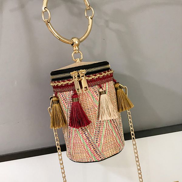 chain ethnic wind ring shoulder bag straw woven cylinder small bag small fairy tassel bucket clutch
chain ethnic wind ring shoulder bag straw woven cylinder small bag small fairy tassel bucket clutch