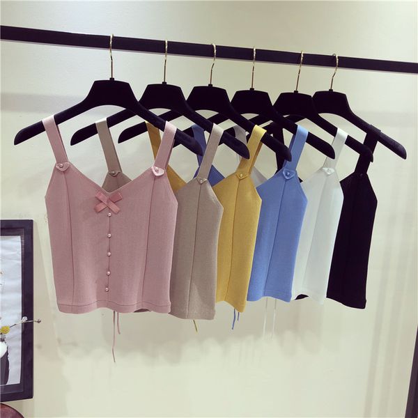 women v-neck lace up beading cropped camis girls knitted sleeveless sweater tee shirts tank crop female, White
women v-neck lace up beading cropped camis girls knitted sleeveless sweater tee shirts tank crop female, White