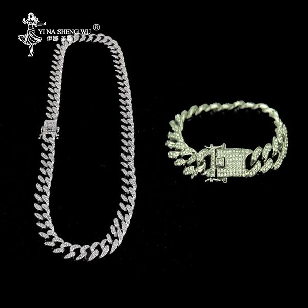hip hop iced out paved rhinestones 1set 13mm gold full miami curb cuban chain cz bling rapper necklaces for men jewelry fashion, Silver
hip hop iced out paved rhinestones 1set 13mm gold full miami curb cuban chain cz bling rapper necklaces for men jewelry fashion, Silver