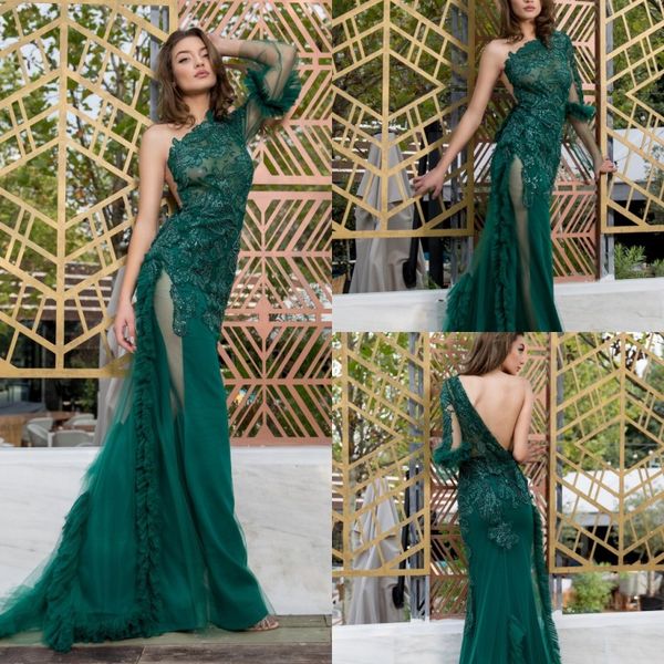 cristallini one-shoulder prom dresses lace appliques high side split evening gowns 2019 sweep train mermaid special occasion dress, Black
cristallini one-shoulder prom dresses lace appliques high side split evening gowns 2019 sweep train mermaid special occasion dress, Black