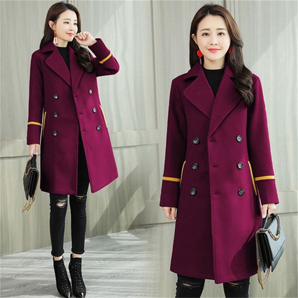 women double-breasted blends woolen overcoat female coat autumn winter coats and jackets coat women's wool coats long, Black
women double-breasted blends woolen overcoat female coat autumn winter coats and jackets coat women's wool coats long, Black