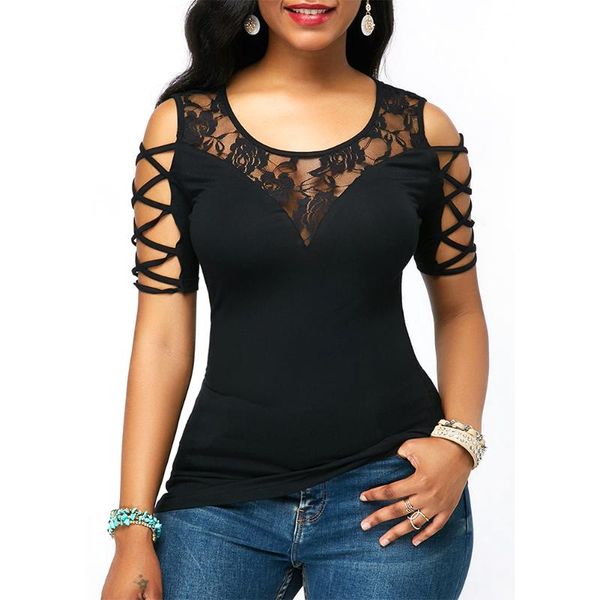 lace up black polyester short sleeve breathable casual soft pullover crew neck stitching women shirt solid, White
lace up black polyester short sleeve breathable casual soft pullover crew neck stitching women shirt solid, White