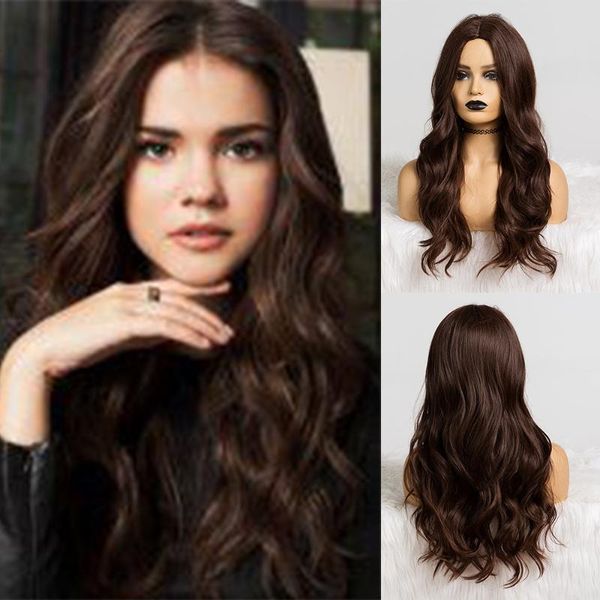 synthetic wigs long wavy brown middle part for afro women wave hairstyle cosplay natural hair heat resistant fiber, Black
synthetic wigs long wavy brown middle part for afro women wave hairstyle cosplay natural hair heat resistant fiber, Black