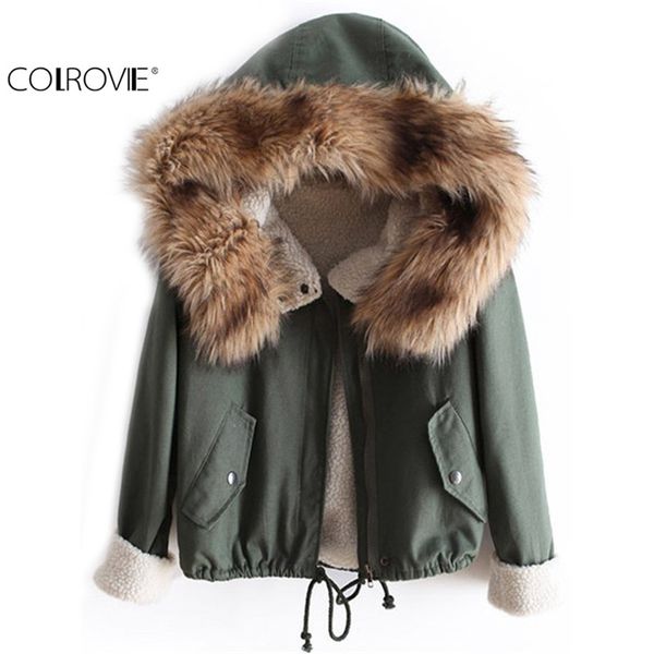colrovie autumn fashion faux fur green long sleeve high street women new fashion casual hooded drawstring coat, Black
colrovie autumn fashion faux fur green long sleeve high street women new fashion casual hooded drawstring coat, Black