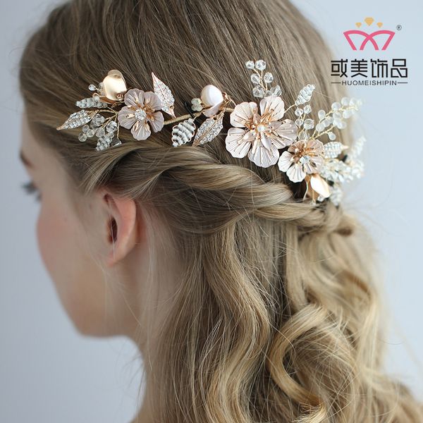 c175 npason bride headwear hair insert hair band suit wedding garland headwear, Golden;white
c175 npason bride headwear hair insert hair band suit wedding garland headwear, Golden;white