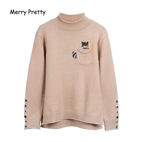 merry pretty turtleneck sweater women autumn winter pocket embroidery sweaters kintted buttons thick long sleeve pullovers, White;black
merry pretty turtleneck sweater women autumn winter pocket embroidery sweaters kintted buttons thick long sleeve pullovers, White;black