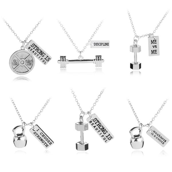 wind exercise fitness type dumbbell necklace fashion barbell couple pendant autumn winter sweater chain, Silver
wind exercise fitness type dumbbell necklace fashion barbell couple pendant autumn winter sweater chain, Silver