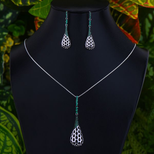 godki luxury waterdrops cubic zircon dubai necklace earring jewelry sets for women wedding dubai bridal jewelry sets, Silver
godki luxury waterdrops cubic zircon dubai necklace earring jewelry sets for women wedding dubai bridal jewelry sets, Silver