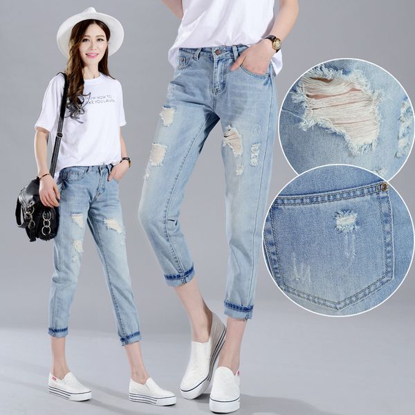2018 fashion ripped women jeans woman basic women long jeans with holes boyfriend femme denim pants famale fashion torn, Blue
2018 fashion ripped women jeans woman basic women long jeans with holes boyfriend femme denim pants famale fashion torn, Blue