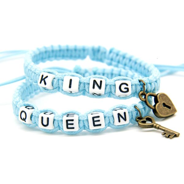 2pcs/pair couple bracelets solid blue king and queen with key lock rope chains lovers gift handmade charm bracelets accessories, Golden;silver
2pcs/pair couple bracelets solid blue king and queen with key lock rope chains lovers gift handmade charm bracelets accessories, Golden;silver