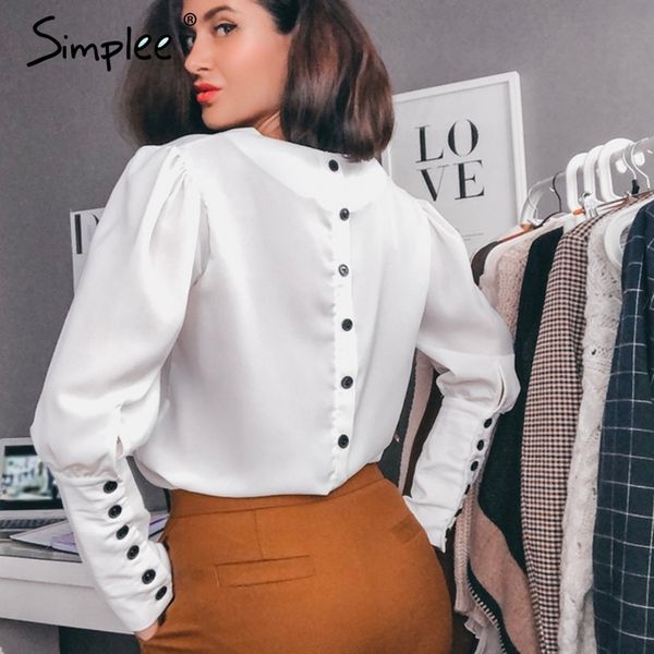 simplee v neck women blouse shirt puff sleeve button white blouse autumn winter lady shirt female office chiffon blouse mx190827
simplee v neck women blouse shirt puff sleeve button white blouse autumn winter lady shirt female office chiffon blouse mx190827