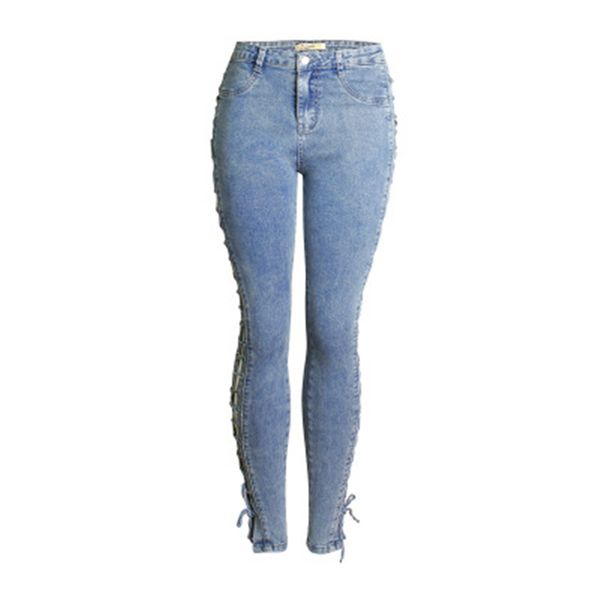 2019 fashion cross strap women's jeans slim slimming large size slim with metal corns washed white waist jeans b005, Blue
2019 fashion cross strap women's jeans slim slimming large size slim with metal corns washed white waist jeans b005, Blue