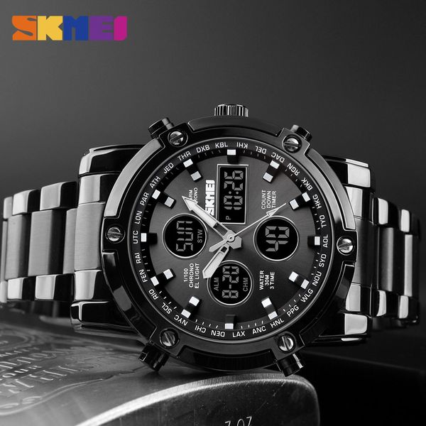 skmei fashion men digital watch stainless steel dual display water resistant wristwatch auto date alarm time clock 1389, Slivery;brown
skmei fashion men digital watch stainless steel dual display water resistant wristwatch auto date alarm time clock 1389, Slivery;brown