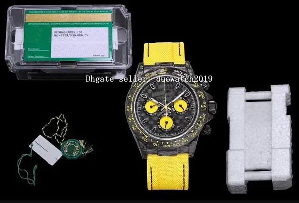 men's calibre 40mm black carbon special colored dial wwf 7750 full forged carbon bezel chronograph movement automatic yellow nylon watc, Slivery;brown
men's calibre 40mm black carbon special colored dial wwf 7750 full forged carbon bezel chronograph movement automatic yellow nylon watc, Slivery;brown