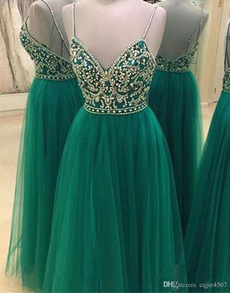 2019 new dark green a line evening dresses with crystal beaded spaghetti straps prom dresses sparkly v neck backless formal evening dresses, Black;red
2019 new dark green a line evening dresses with crystal beaded spaghetti straps prom dresses sparkly v neck backless formal evening dresses, Black;red
