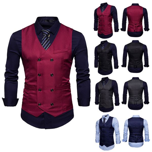 2019 new style fashion hot men formal business slim fit suit vest tuxedo waistcoat button vests solid tops, Black;white
2019 new style fashion hot men formal business slim fit suit vest tuxedo waistcoat button vests solid tops, Black;white